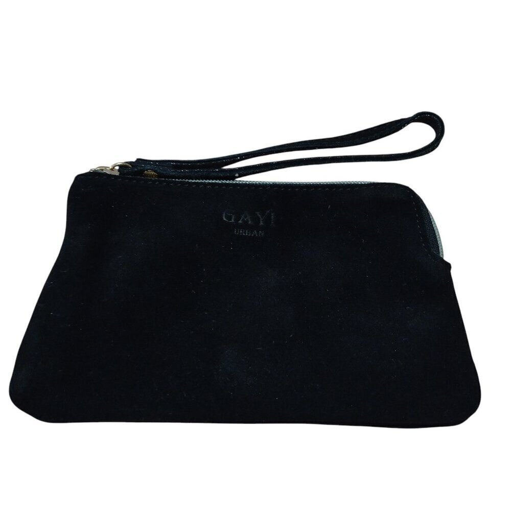 GAYI Urban Black Zippered Suede Wristlet Classic Contemporary Goth